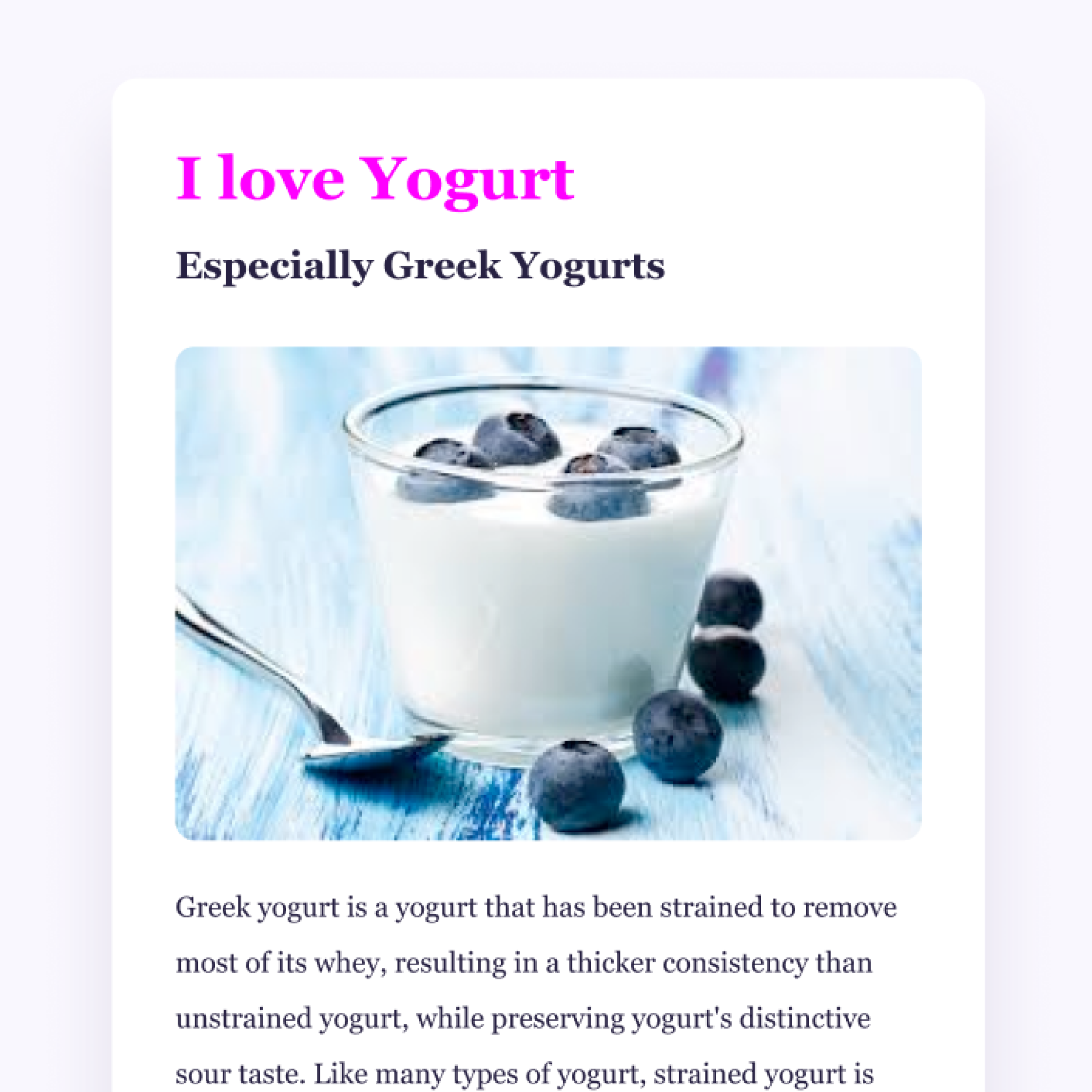 Yougurt app snippet